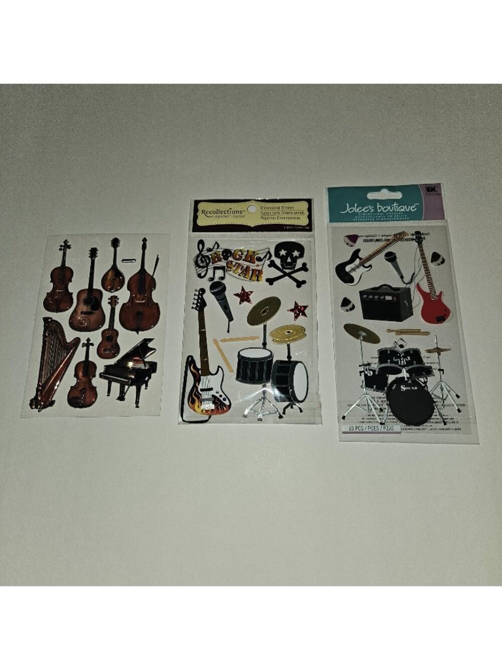 Dimensional Stickers Lot Musical Instruments Scrapbooking Guitar Drums Piano